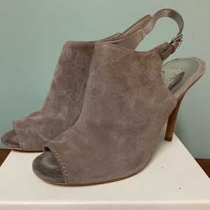 Coach Suede slingback peep toe heels